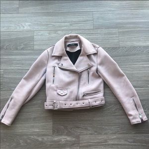 Zara Pink Suede Moto Jacket